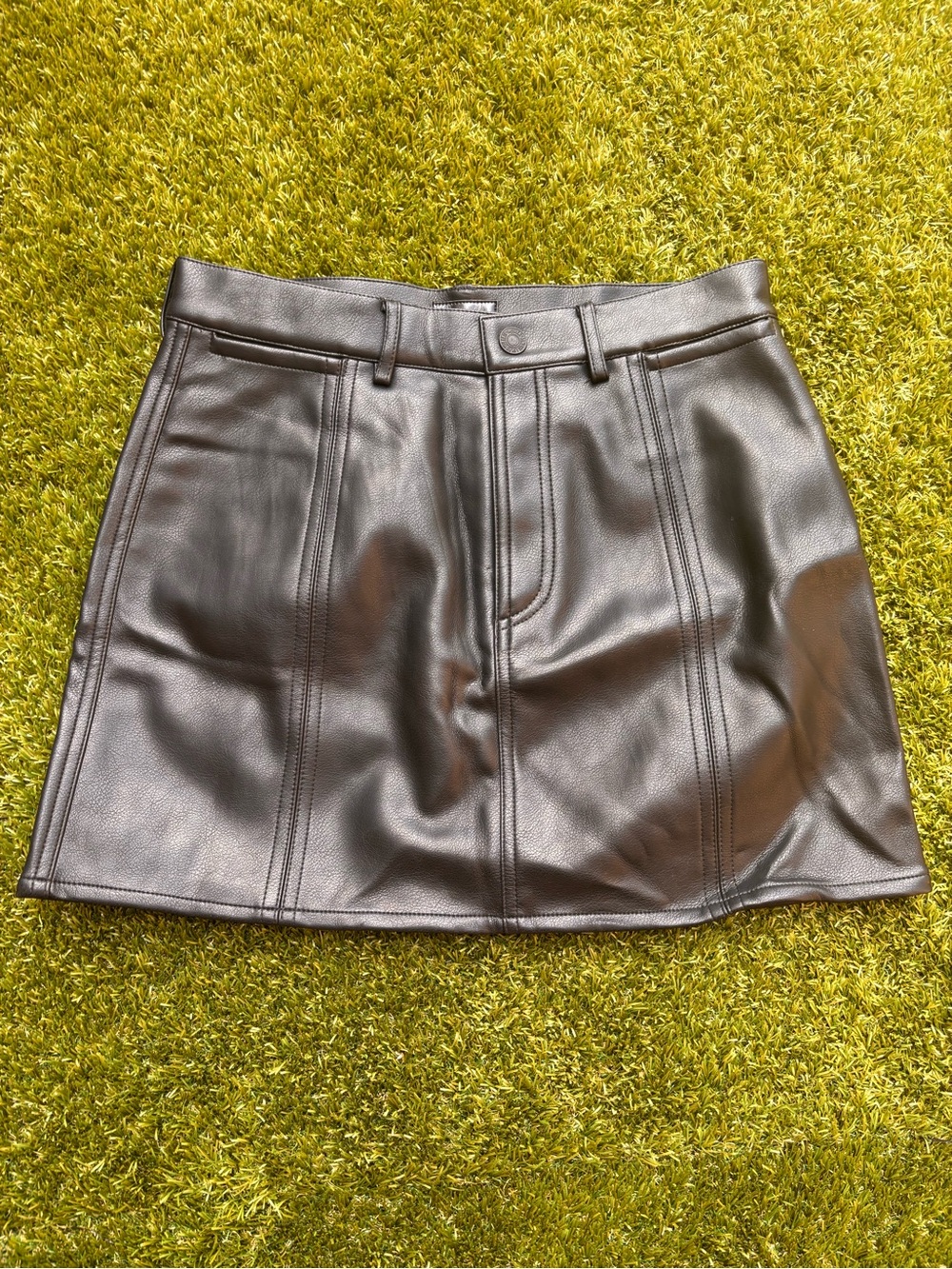 MOTHER Women's Faux Leather Black Mini Skirt